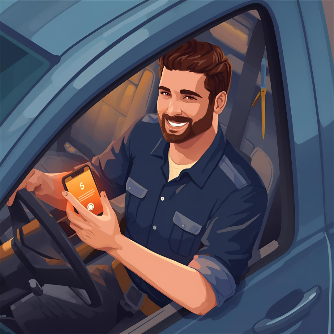 SERVO provider receiving job notification in truck